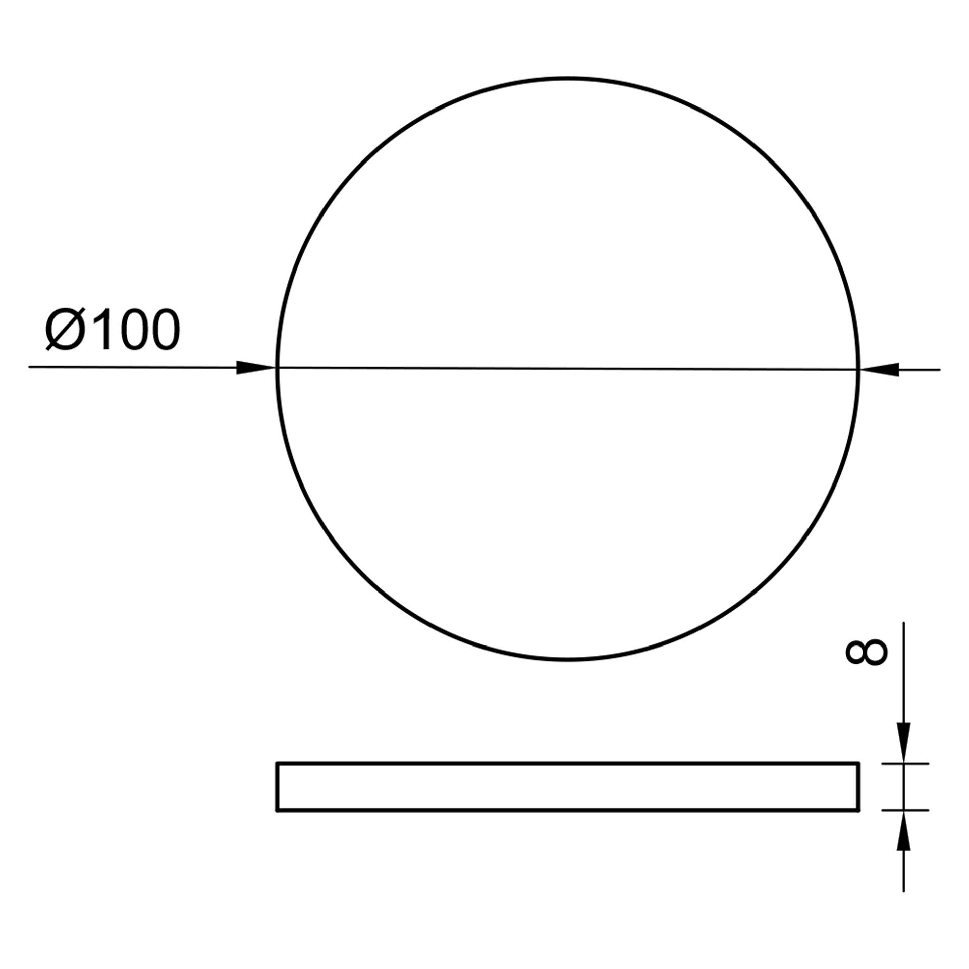 Edelstahl Ronde geschliffen 100 x 8 mm