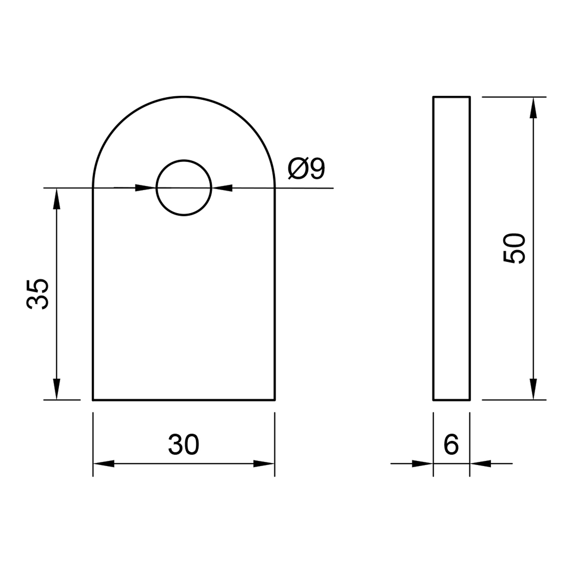 Edelstahl Anschweißlasche 50 x 30 x 6 mm