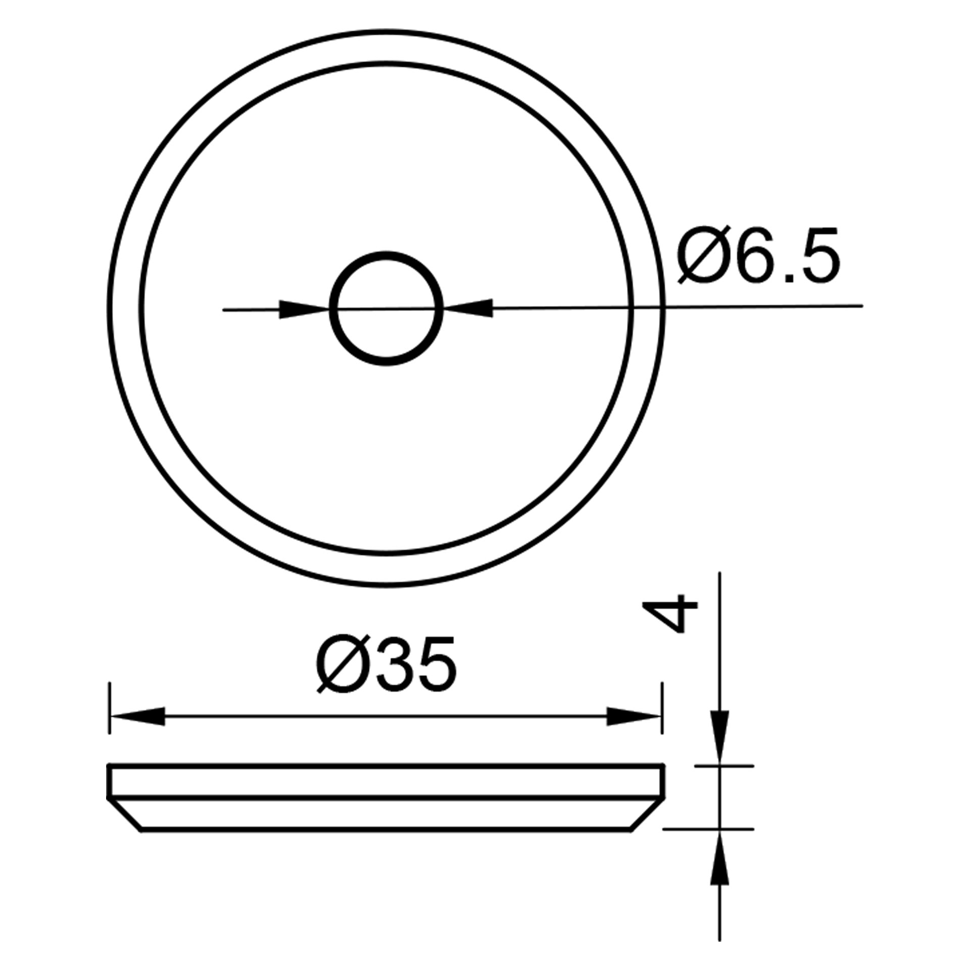 Edelstahl Ronde mit Rundschliff 35 x 4 mm 